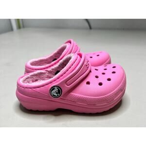 Crocs Girls Pink Fleece Lined Clogs size C7 Kid's Classic Lined Clog casual